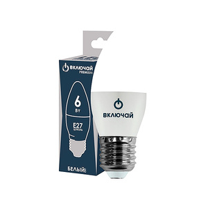 Лампа Включай LED PREMIUM C37-6W-E27-W 1003874