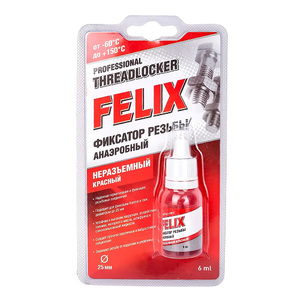 Фиксатор резьбы FELIX красный высокопрочный 6мл 411040115