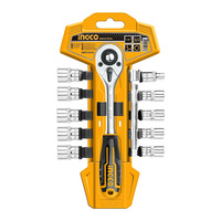 Набор головок 12 пр. 1/4" + трещотка INGCO